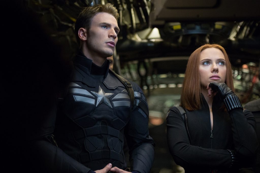 *************** 2014 SPRING MOVIE SNEAKS FOR JANUARY 12, 2014. DO NOT USE PRIOR TO PUBLICATION.****** From the movie "Marvel's Captain America: The Winter Soldier"..L to R: Captain America/Steve Rogers (Chris Evans) and Black Widow/Natasha Romanoff (Scarlett Johansson) © 2014 Marvel.  All Rights Reserved.
